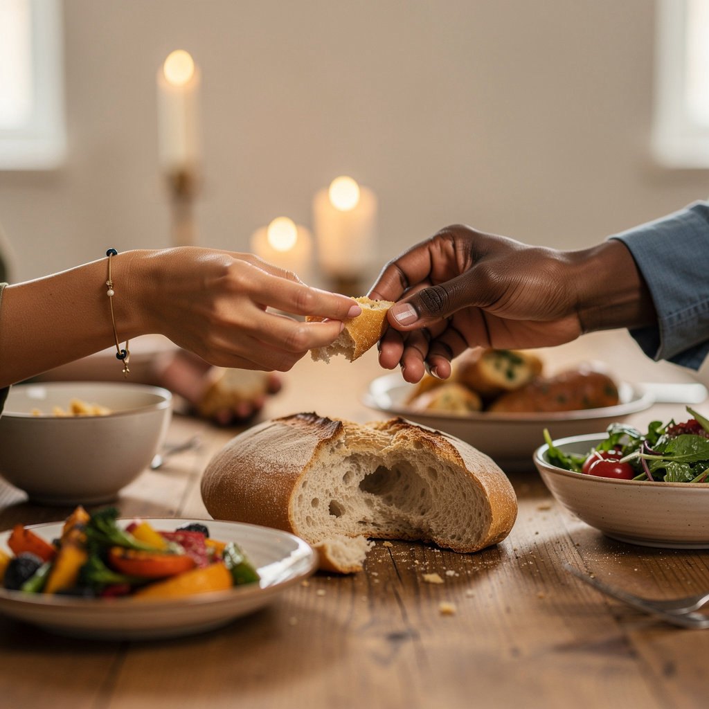 Light & Life Isla Vista community members sharing a meal and fellowship after Sunday worship service